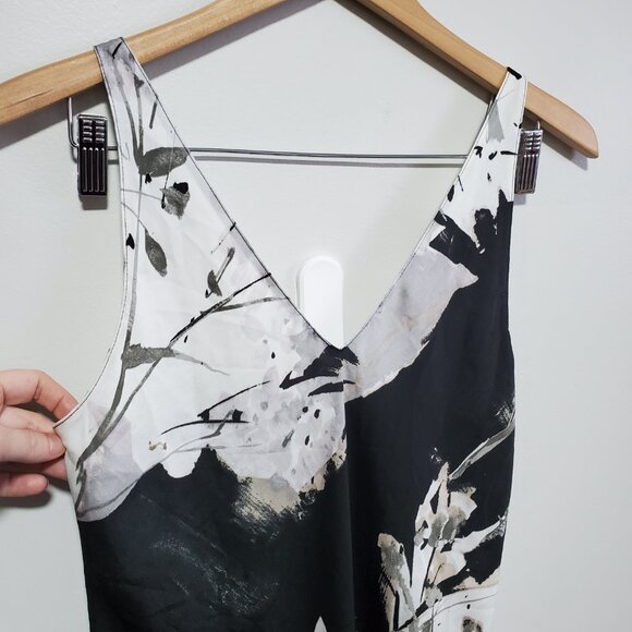 N NATORI Dark Floral Melody Charmeuse Slip Dress Midi Sleeveless Women's Medium - Picture 3 of 12